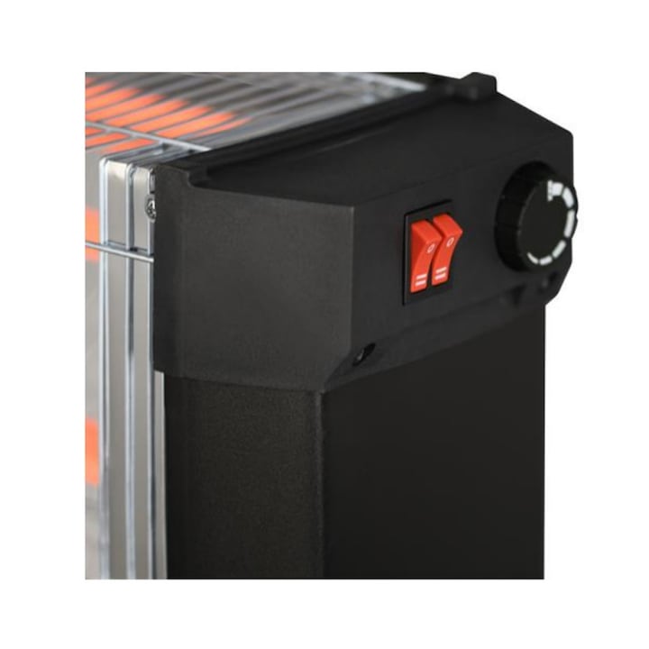 Radiator electric 1350 W, 3 tuburi, Termostat, Negru