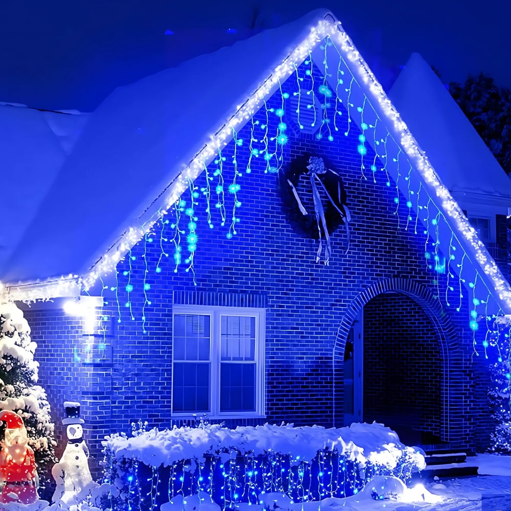 Instalatie franjuri, 4 metri, 100 LED, Albastru