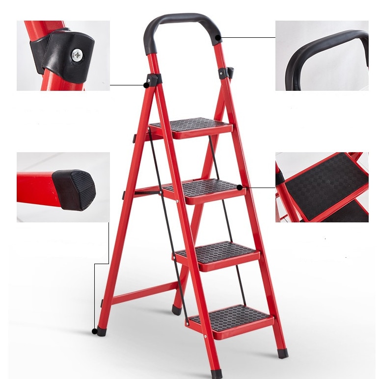 Scara pliabila din metal, 4 trepte late, 150 kg