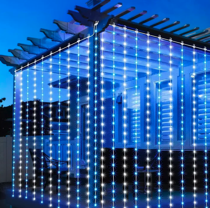 Instalatie perdea interconectabila 9x1 Metri, 360 LED, Albastru