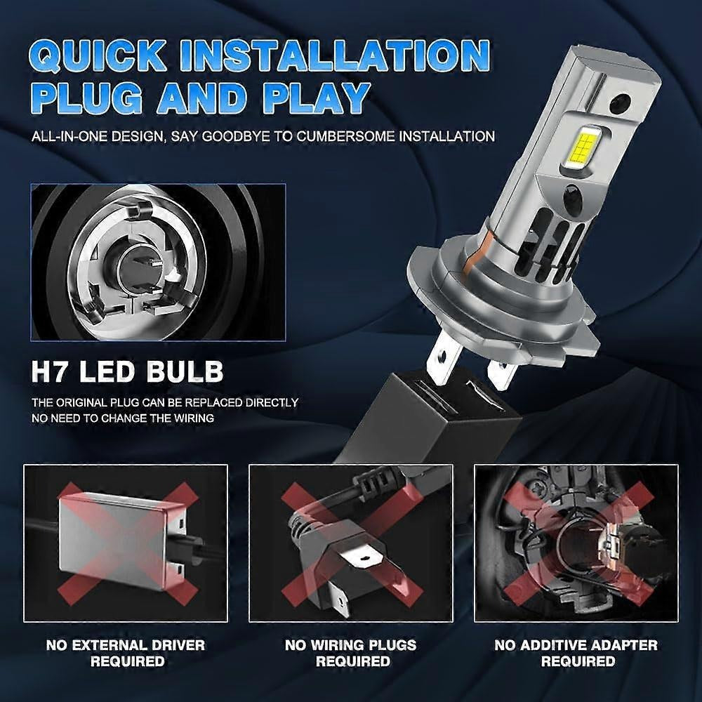 Set 2 Becuri H7, LED 90W, 18000 Lumen, 6500K, Instalare Plug and Play