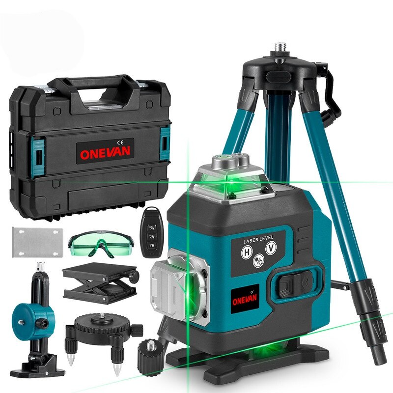 Nivela laser 4D, 16 linii, telecomanda, 1 baterie, Albastru/Negru