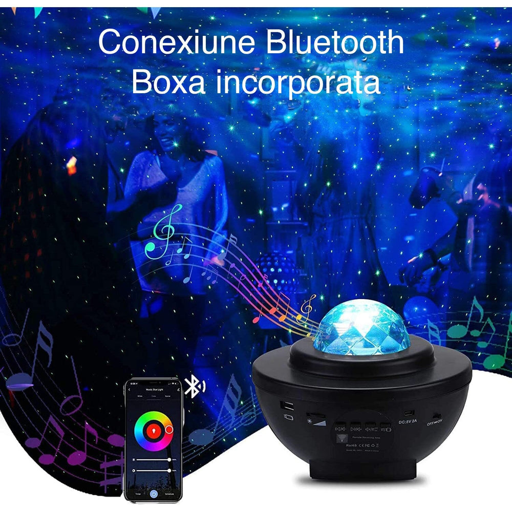 Proiector Star Galaxy LED, Difuzor Bluetooth