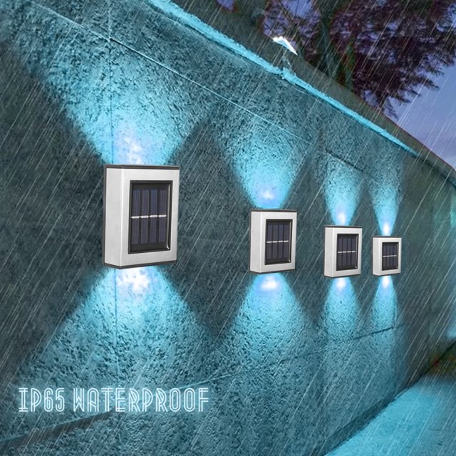 Set 2 lampi solare LED, lumina bidirectionala, Alb cald, Argintiu, IP 55