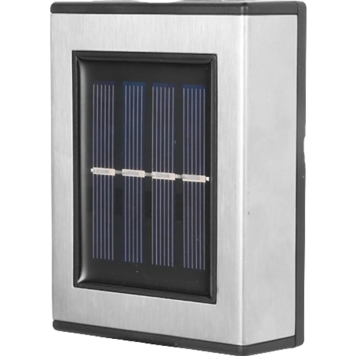 Set 2 lampi solare LED, lumina bidirectionala, Alb cald, Argintiu, IP 55