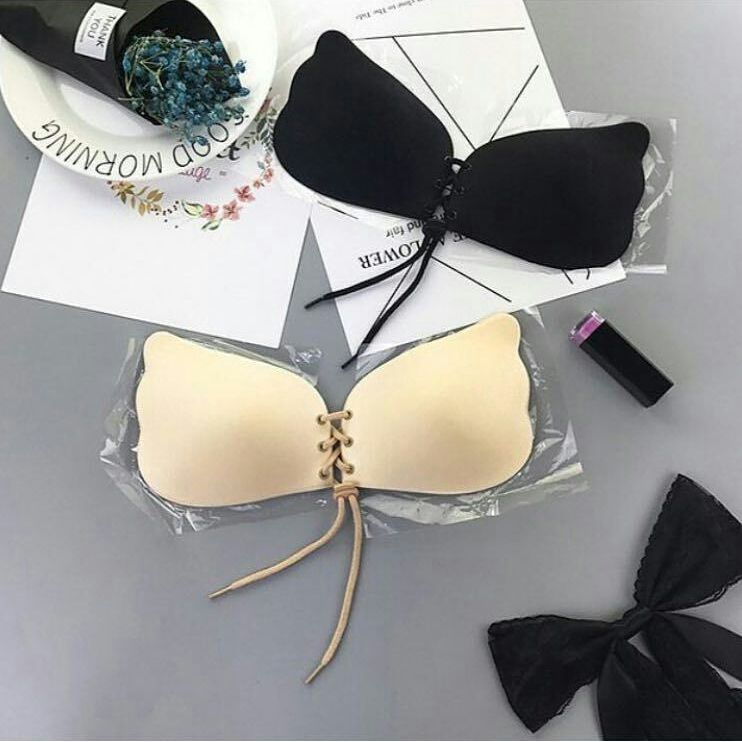 Sutien Push-Up fara bretele cu snur LalaBra - culoare crem