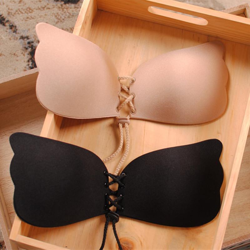 Sutien Push-Up fara bretele cu snur LalaBra - culoare crem
