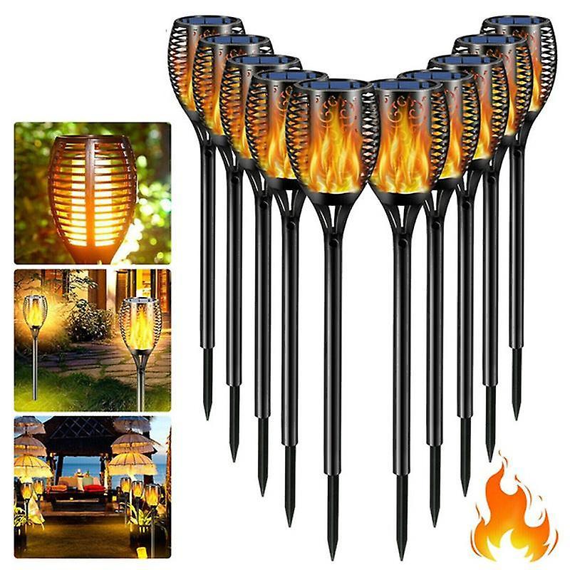 Set 2 x Lampa solara tip torta cu efect flacara, 50 cm