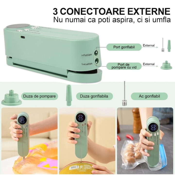 Aparat de vidare portabil, pentru alimente solide si lichide, Verde