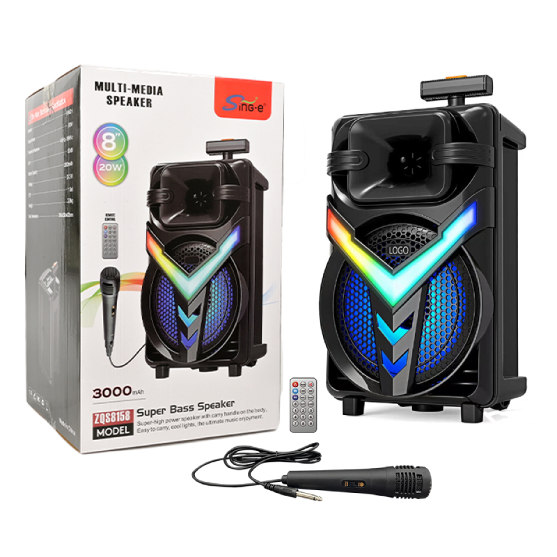 Boxa portabila Bluetooth ZQS-8158, Microfon Wireless, Radio FM