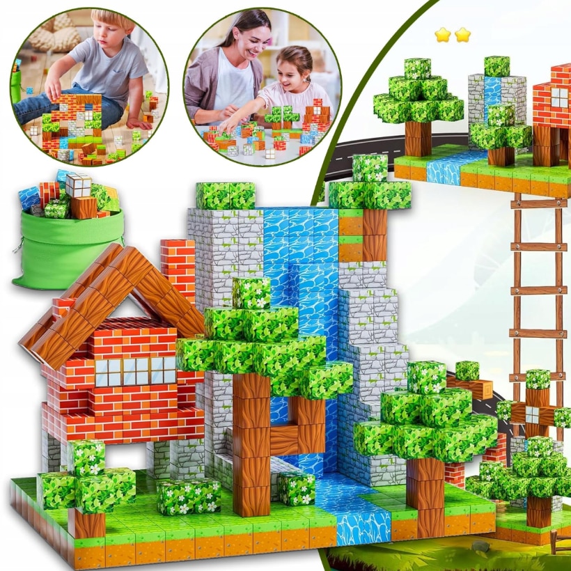 Set 140 cuburi magnetice Mine Craft