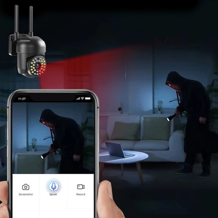 Set 2 x Camera Video Wi-Fi, 36 LED, Rezolutie HD, IP66, Card 32 GB