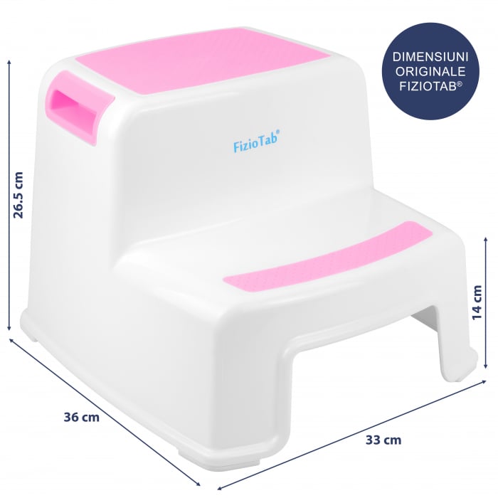 Scaunel inaltator WC pentru copii, FizioTab®Kids Two Step Stoll Alb/Roz