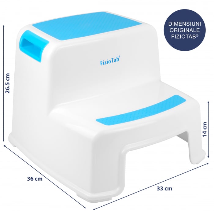 Scaunel inaltator WC pentru copii, FizioTab®Kids Two Step Stoll Alb/Albastru