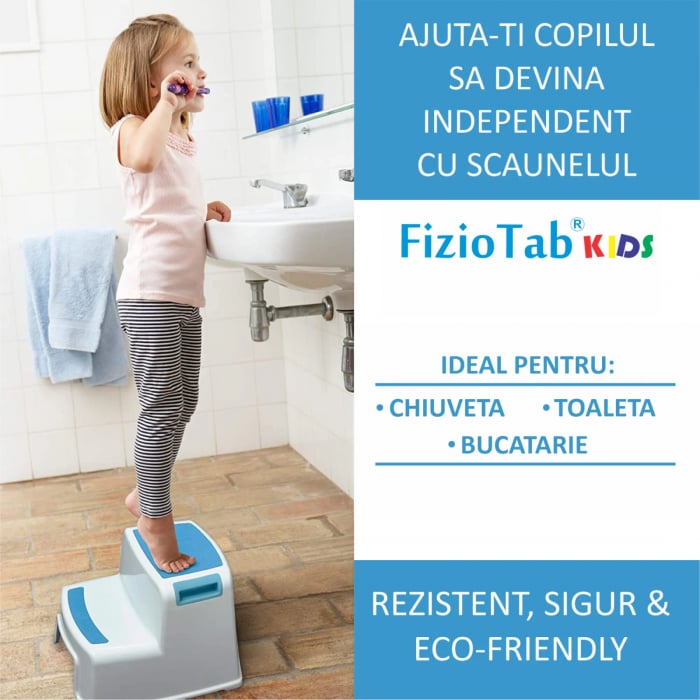Scaunel inaltator WC pentru copii, FizioTab®Kids Two Step Stoll Alb/Albastru