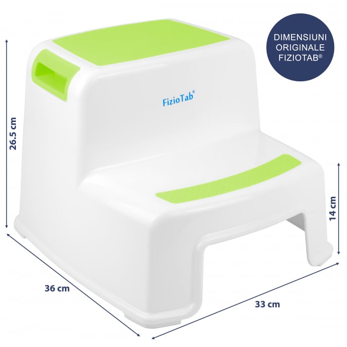 Scaunel inaltator WC pentru copii, FizioTab®Kids Two Step Stoll Alb/Verde