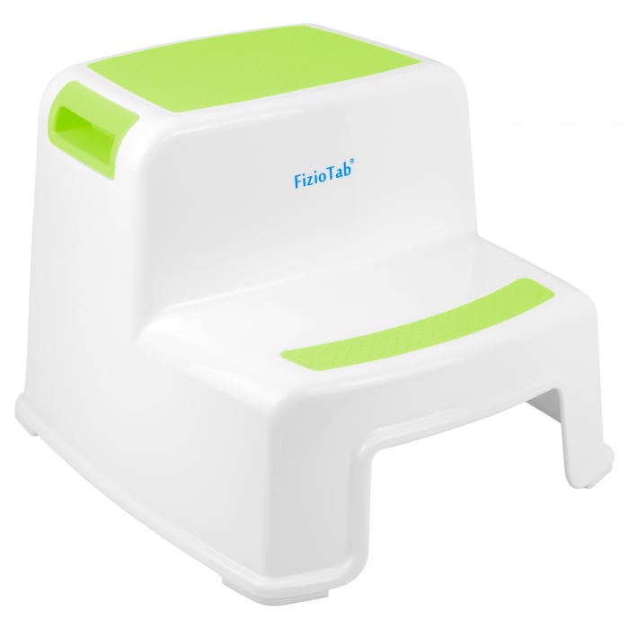 Scaunel inaltator WC pentru copii, FizioTab®Kids Two Step Stoll Alb/Verde