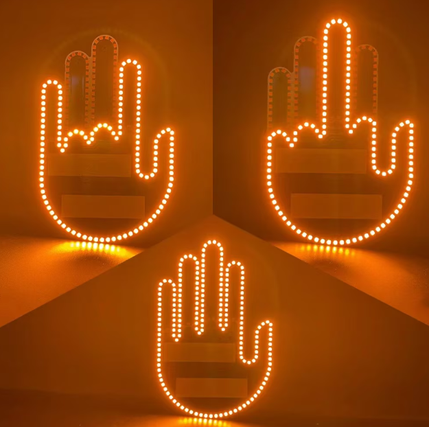 Semn LED Auto cu Telecomanda, Design Mana, 4 Moduri