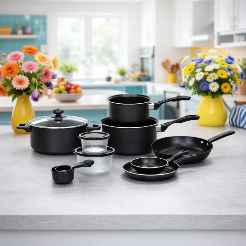 Set 22 de piese antiaderente – oale, tigai si ustensile pentru bucatarie