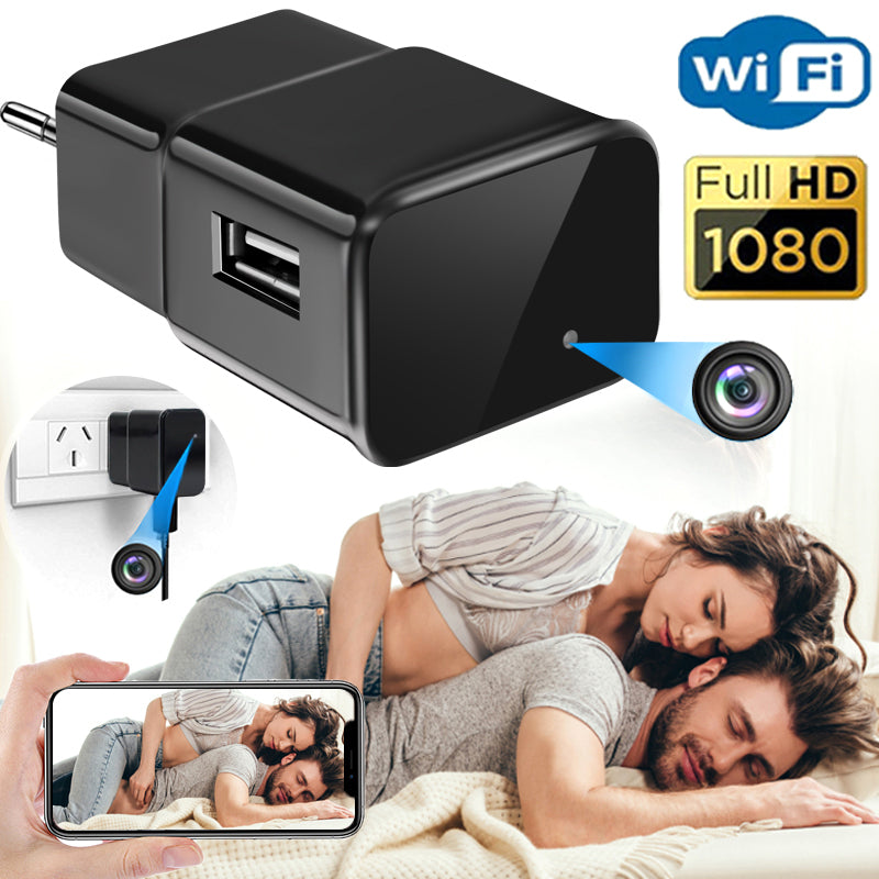 Mini camera video tip incarcator, Wi-Fi, Full HD, microfon