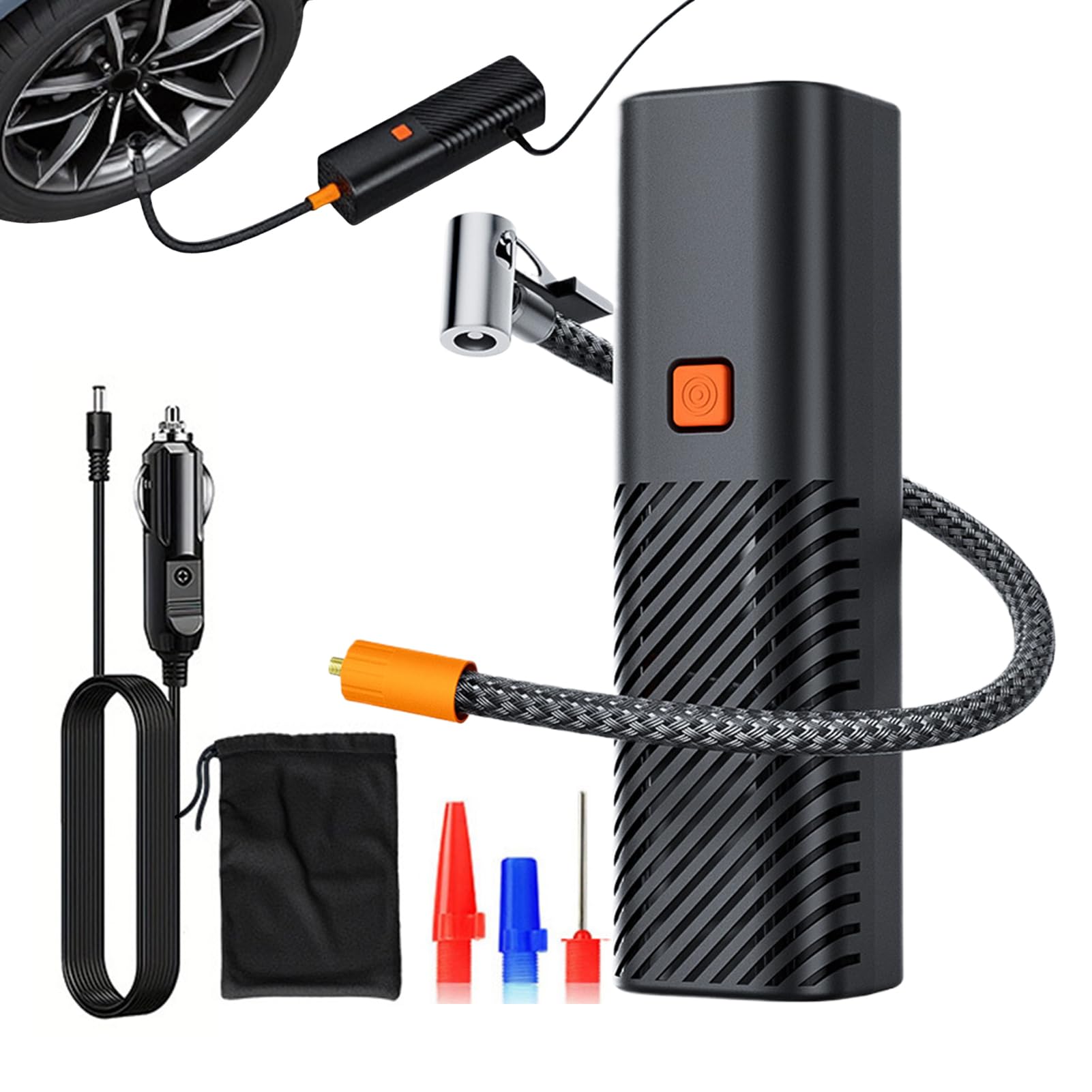 Compresor auto portabil 12V, manometru, negru