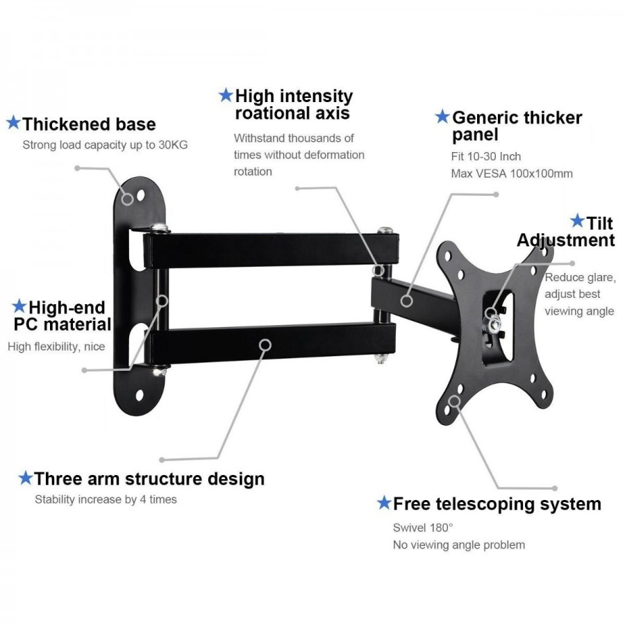 Suport TV mobil de perete 10-32 inch, rotire 180 grade