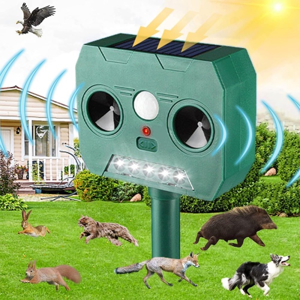 Set 2 x Aparat solar antidaunatori, cu ultrasunete si senzor de miscare