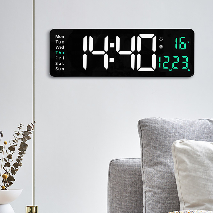 Ceas de perete digital LED, afisaj mare, control la distanta