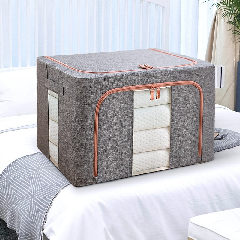 Set 3 cutii pliabile pentru depozitare, 24L, 66L, 100L, Gri