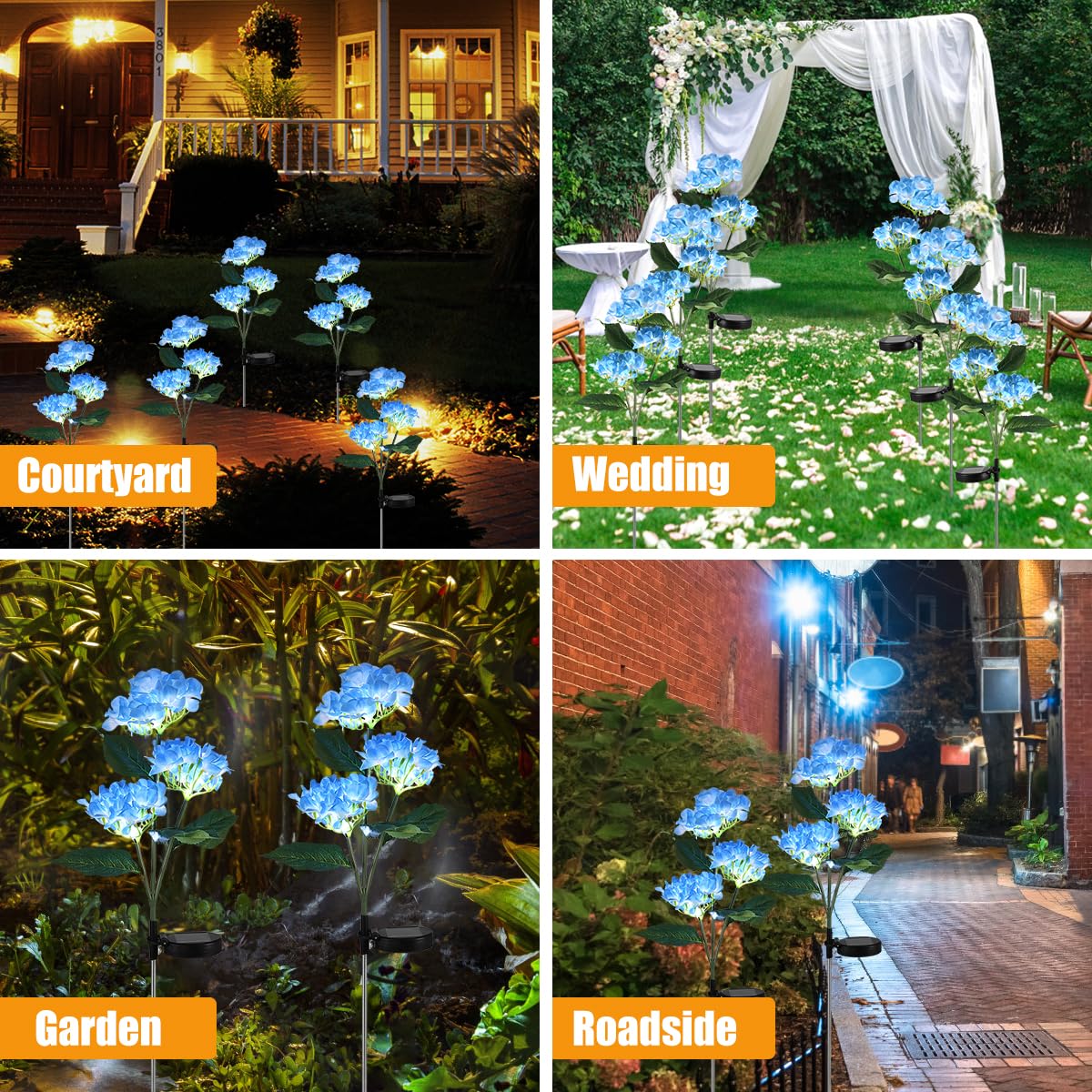 Set 2 x Lampa solara Hortensie 70 cm, lumina calda