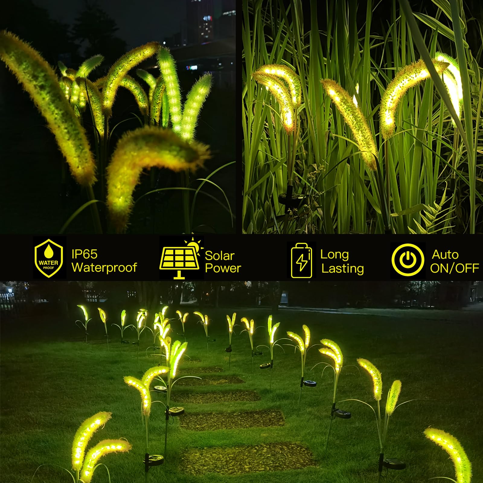 Set 2 x Lampa solara tip iarba verde ornamentala