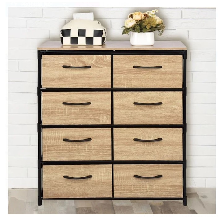 Comoda cu 8 sertare textile, 65x30x72.3 cm