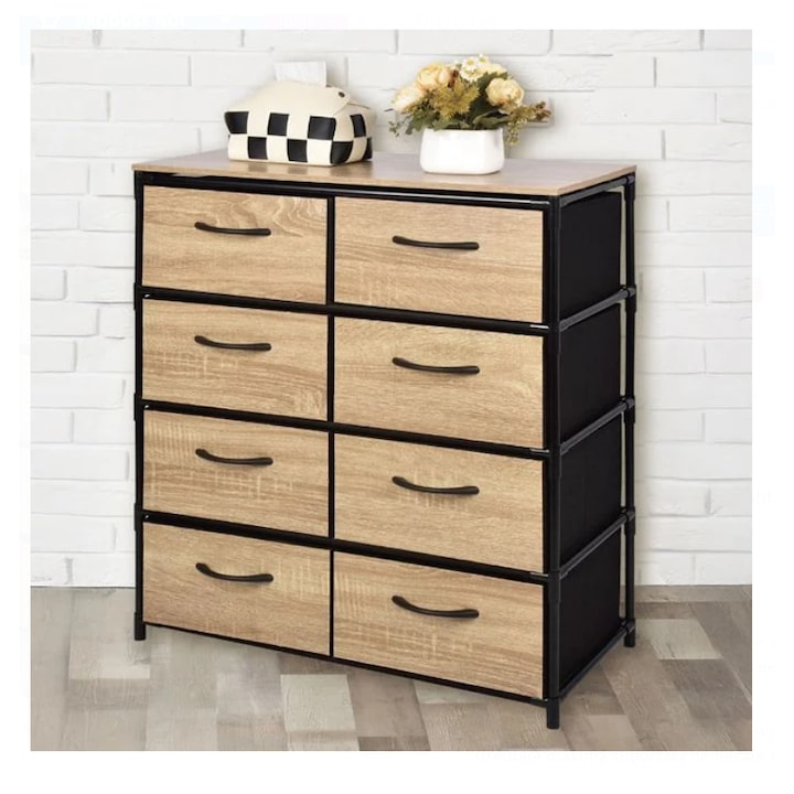 Comoda cu 8 sertare textile, 65x30x72.3 cm