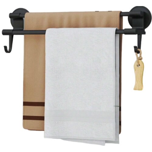 Suport dublu prosoape baie, 50 cm, Negru