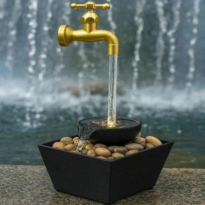 Fantana decorativa cu robinet plutitor si LED