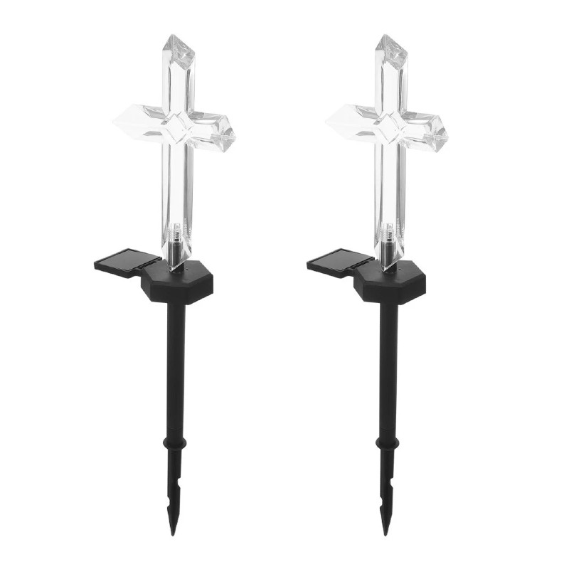 Set 2 x Cruce solara LED pentru mormant