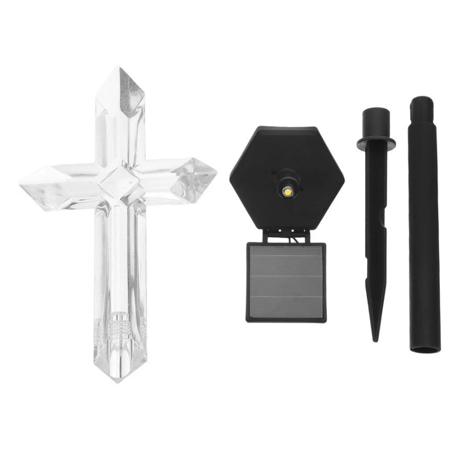 Set 2 x Cruce solara LED pentru mormant