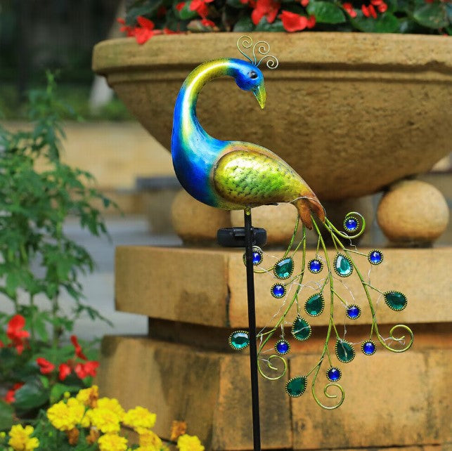 Set 2 x Lampa solara model Paun, LED alb cald