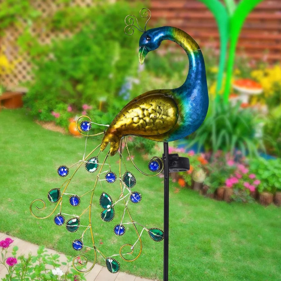 Set 2 x Lampa solara model Paun, LED alb cald