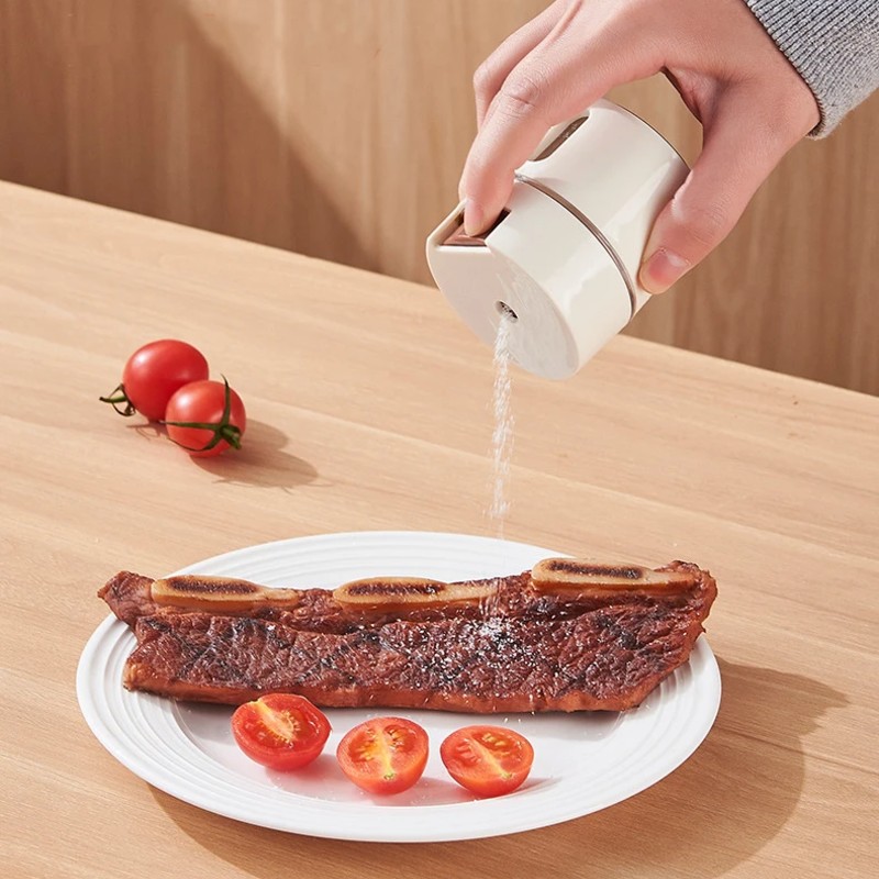 Set 4 recipiente pentru condimente, suport de perete, prindere magnetica