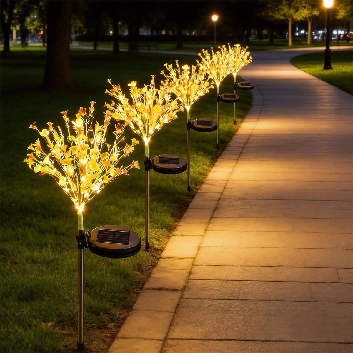 Set 2 x Lampa solara LED - flori de rapita