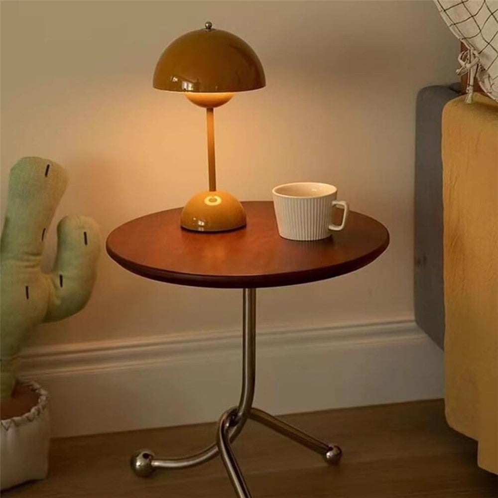 Masuta cu blat rotund si picioare metalice, 40x51 cm