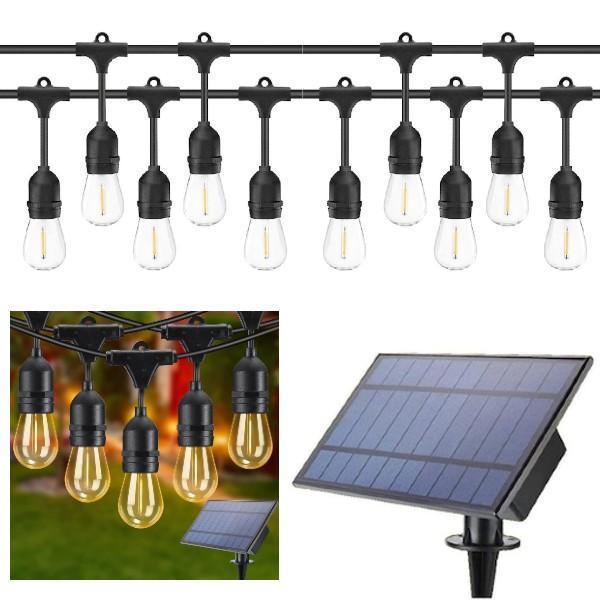 Ghirlanda solara 20 becuri x E27, 20 metri, becuri incluse