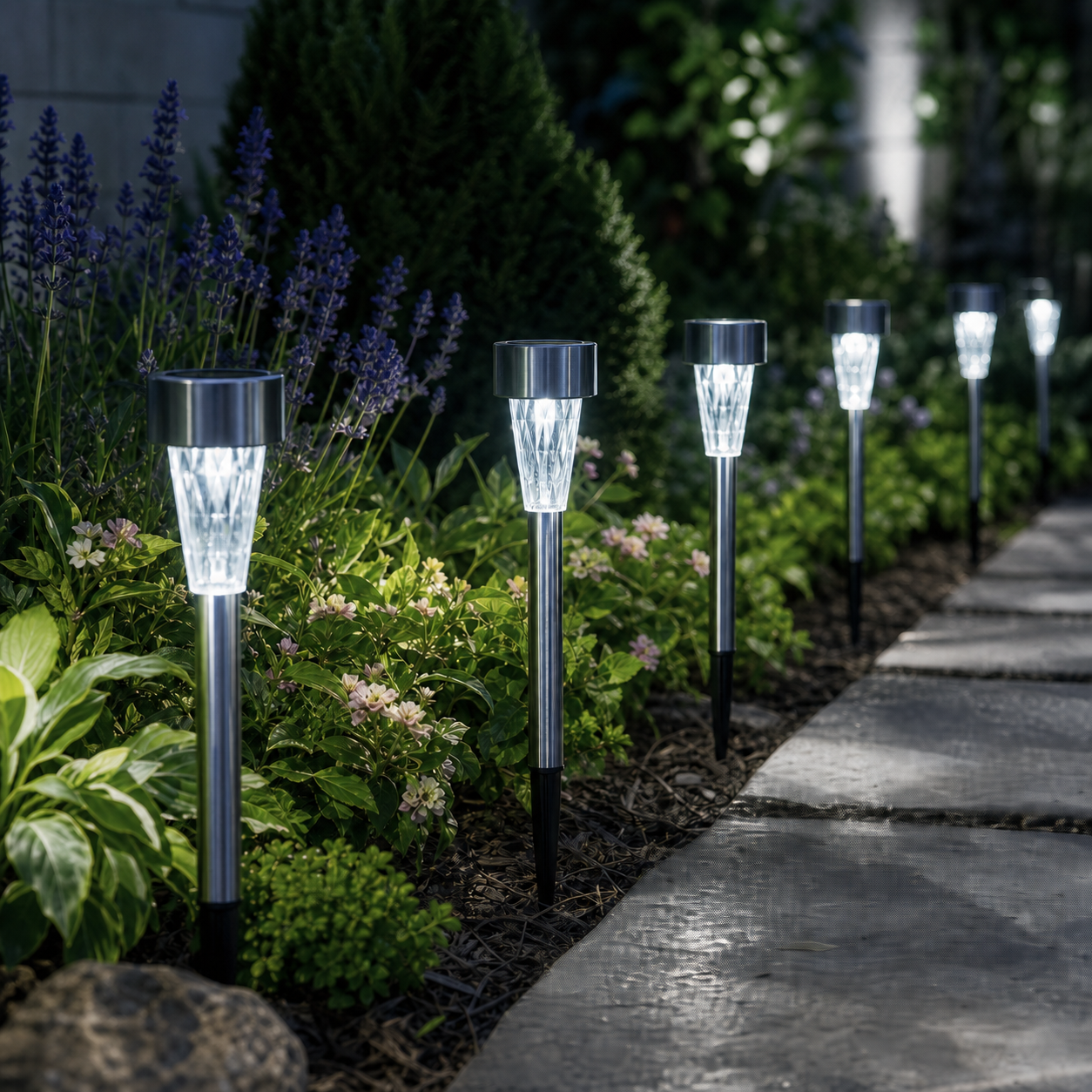 Set 10 x Lampa solara 31 cm, Argintiu