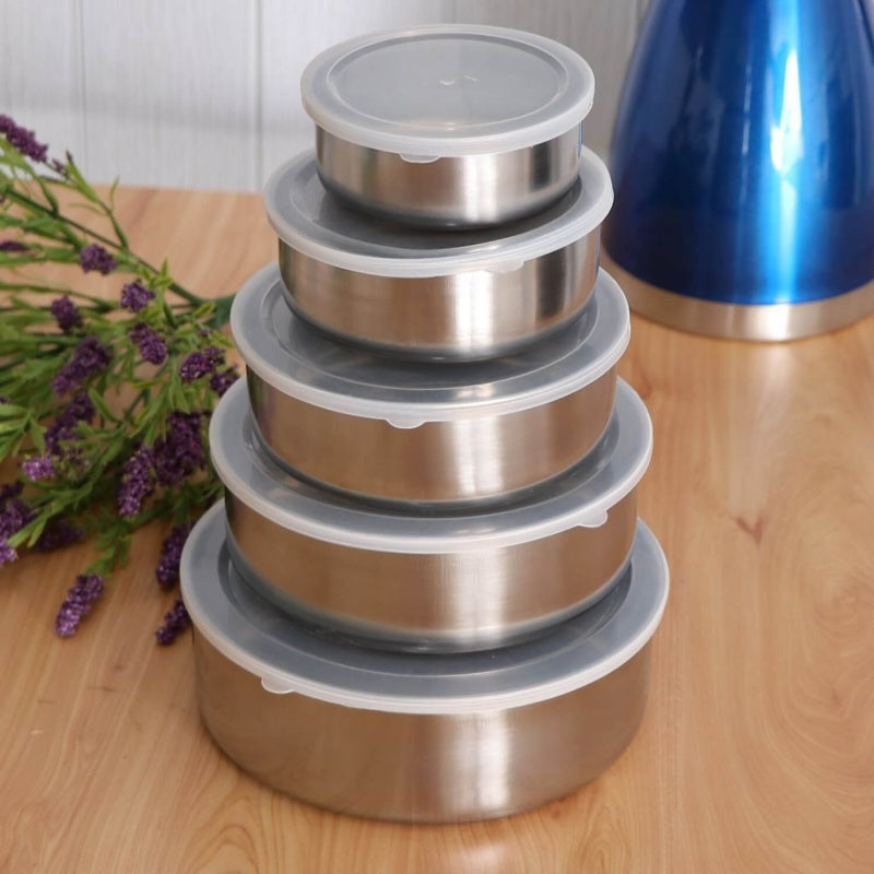 Set 15 caserole metalice cu capace din plastic
