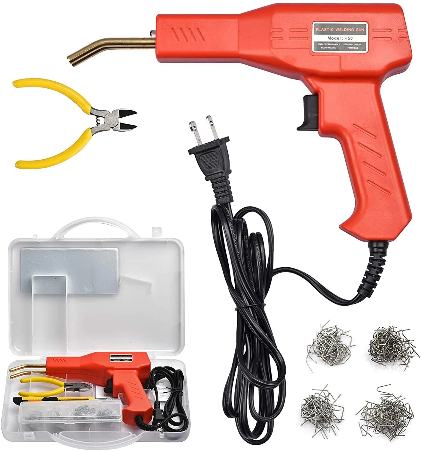 Set pistol pentru lipit, 4 tipuri de cleme, polipropilena, 50 W