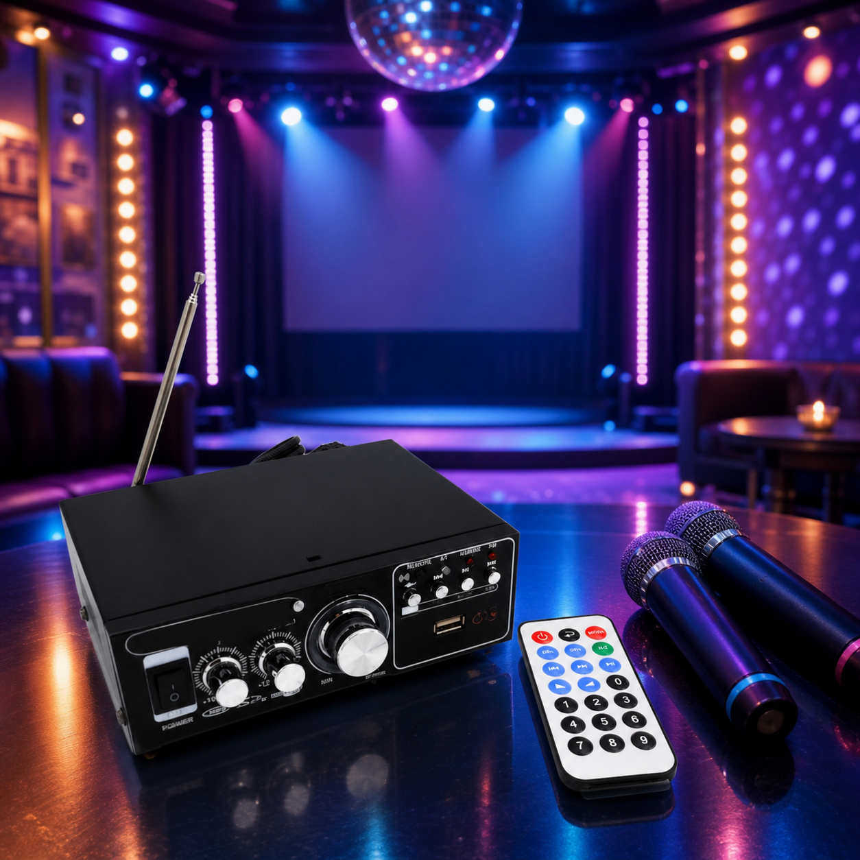 Amplificator Karaoke Bluetooth, card SD, MP3 FM USB