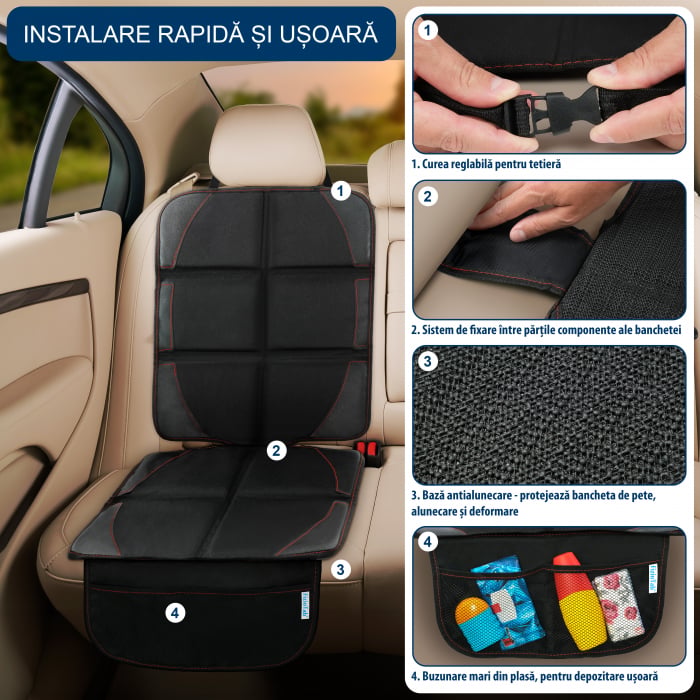 Husa impermeabila protectie bancheta auto, 2 buzunare