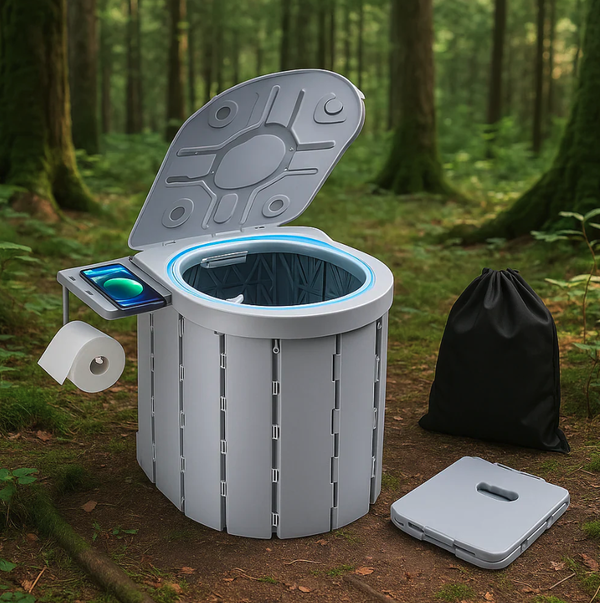 Toaleta portabila, pliabila pentru camping, Gri