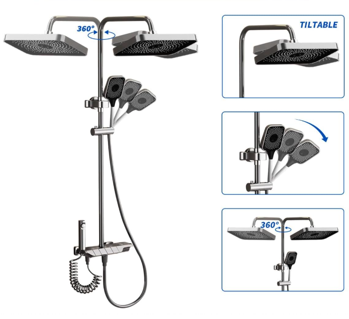 Coloana de dus cu termostat, 4 functii